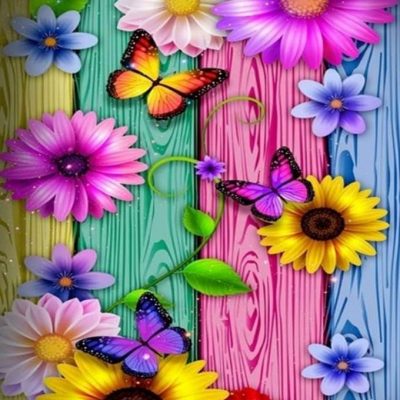 Diamant tavla färgglada blommor 40x50cm fyrkant