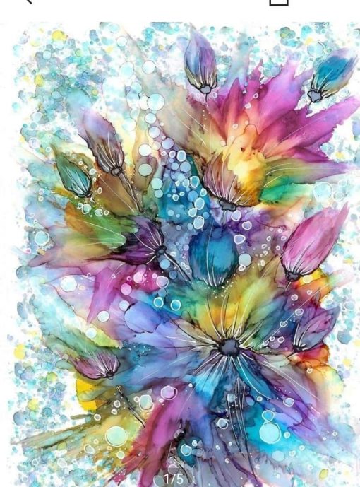 Diamant tavla abstrakt blommor färgglad 40x50cm fyrkant