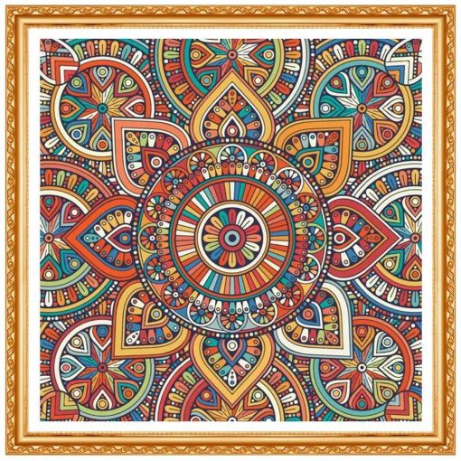 Diamant tavla mala mönster 50x50cm rund