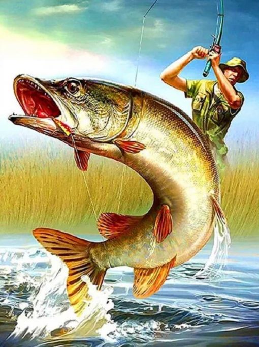 Diamant tavla fisk 40x50cm fyrkantig