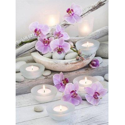 S46637 Diamant tavla meditation orchidé 40x50cm fyrkant