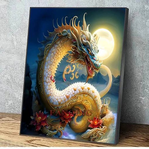 Diamant tavla drake 50x70cm fyrkant