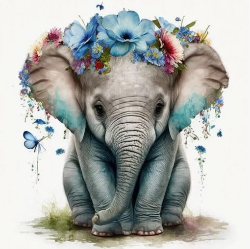 Diamant tavla elefant 40x40cm fyrkantig