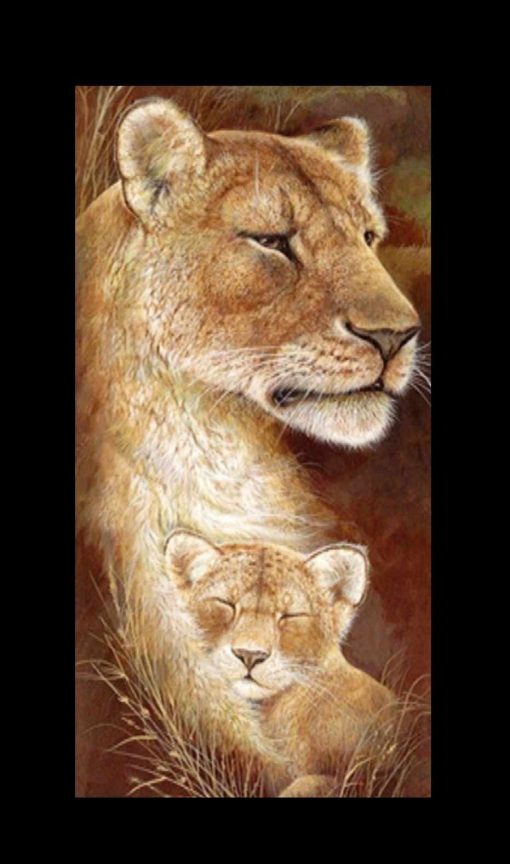 Diamant tavla lejon med barn 30x60cm fyrkant