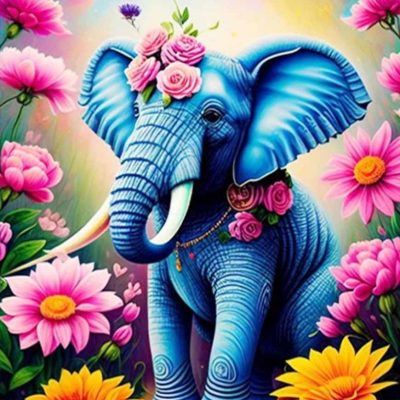 Diamant tavla elefant färgglad fantasy 40x50cm fyrkantig