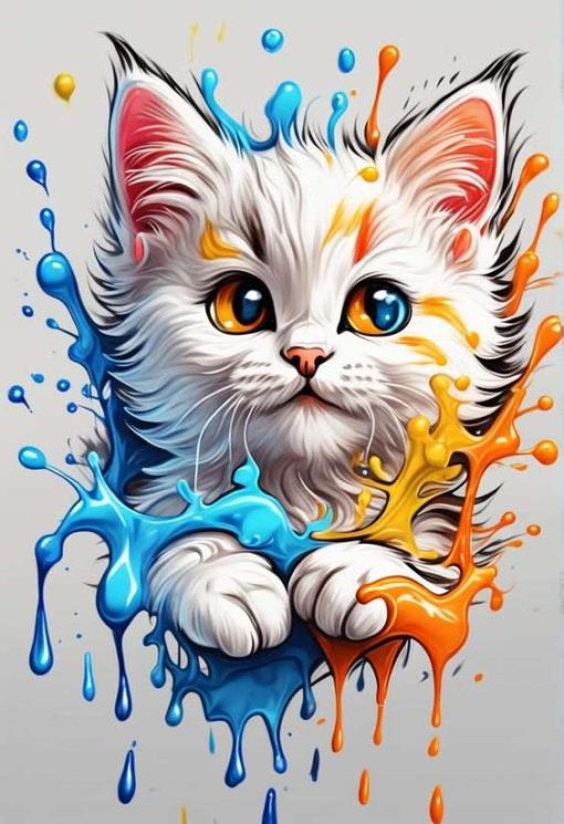 diamondpainting animated cat wall 30x40cm . Www.beadsandfun.se