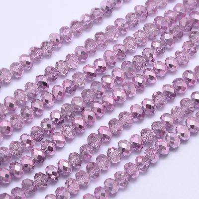 P99 glaspärla rondell fasetterad, violett 4x3mm