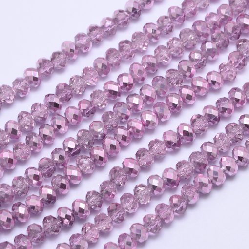 P99 glaspärla rondell fasetterad, violett 4x3mm