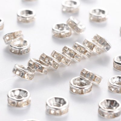 M08 Strass rondell silverpläterad 6mm rak kant 30stk