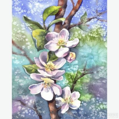 Diamant tavla blomma vit 30x40cm fyrkantig