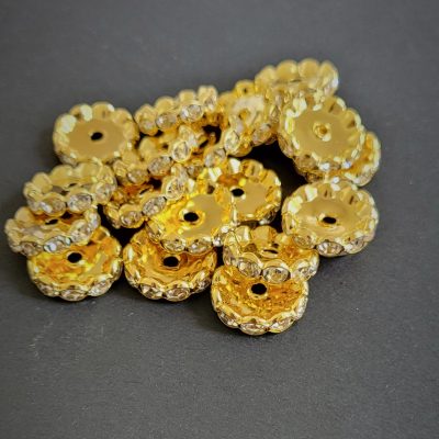 3349 Strass rondell 15mm vågig kant grad A sten 20stk guldig