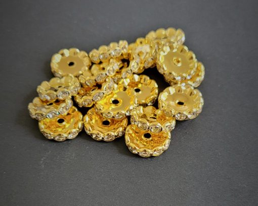 3349 Strass rondell 15mm vågig kant grad A sten 20stk guldig