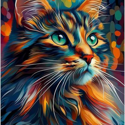Diamant tavla färgglad katt profil 40x40cm fyrkantig