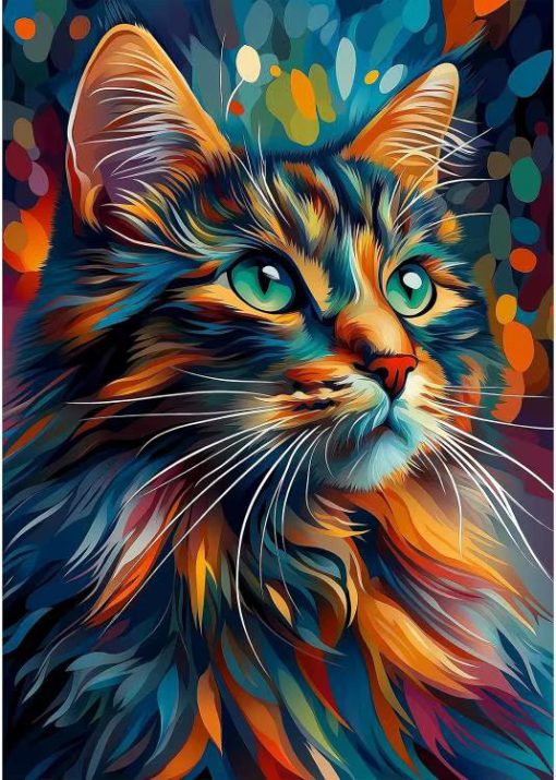 Diamant tavla färgglad katt profil 40x40cm fyrkantig