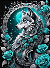 Diamant tavla varg 50x70cm fyrkant