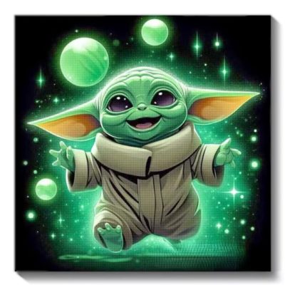 Diamant tavla baby Yoda 40x40cm fyrkantig
