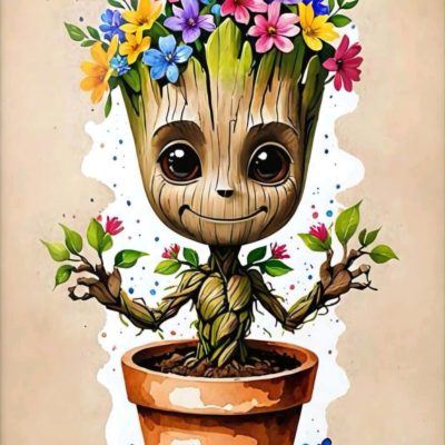 Diamant tavla Groot blomma 30x40cm fyrkantig