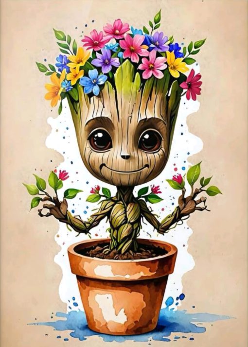 Diamant tavla Groot blomma 30x40cm fyrkantig