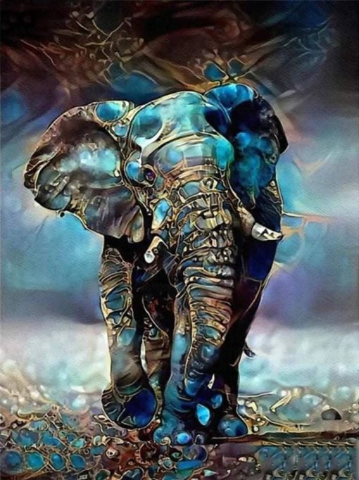 Diamant tavla elefant mosaik 40x50cm rund