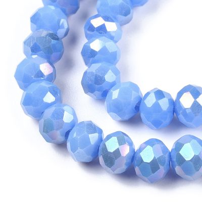 P164 Glaspärla imitation jade, fasett rondell 4mm cornflower blue