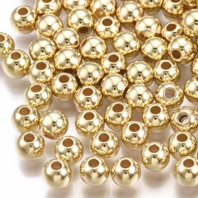 P06 ccb plastpärlor, rund ljusguld 5mm