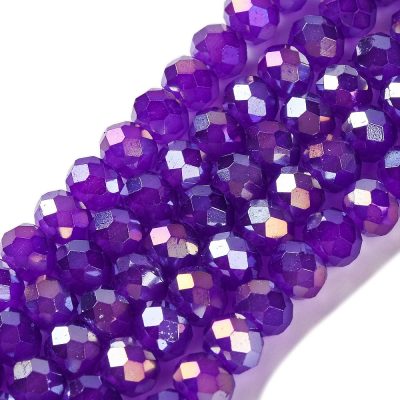 P53 bakedpainted glaspärla blue violet lila 6x5mm rondell