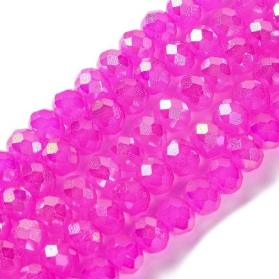 P56 bakedpainted glaspärla magenta rosa 6x5mm rondell