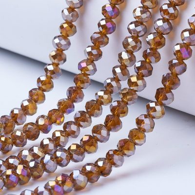 P121 Glaspärla fasett rondell ab sadelbrun 2,3x2,7x2mm