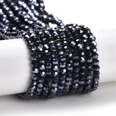 P44 Glaspärla fasett rund 3mm indigo