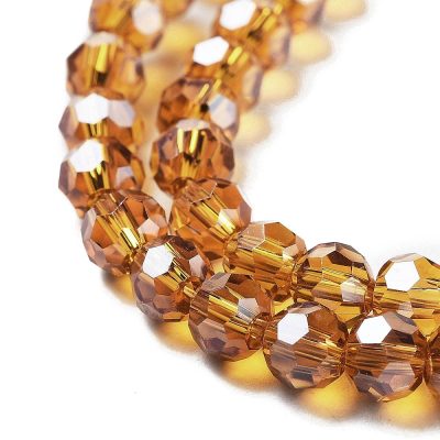 P144 glaspärla elektro fasett rund svart 4mm dark goldenrod