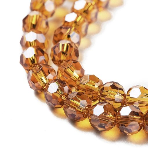 P144 glaspärla elektro fasett rund svart 4mm dark goldenrod