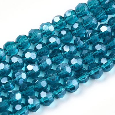P98 glaspärla elektro fasetterad rund, steel blue 4mm