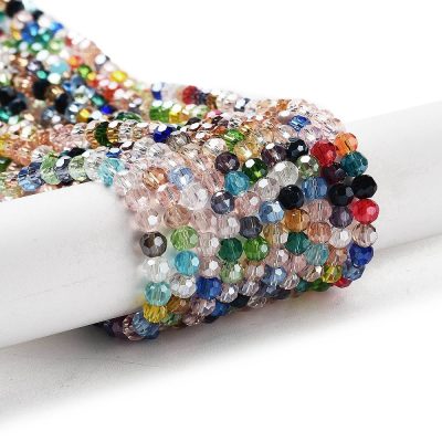 P63 Glaspärla fasett rund 4mm färgmix