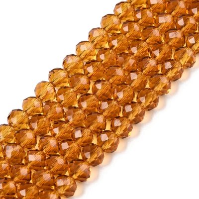 P123 glaspärla elektro fasetterad rund, dark goldenrod 4mm