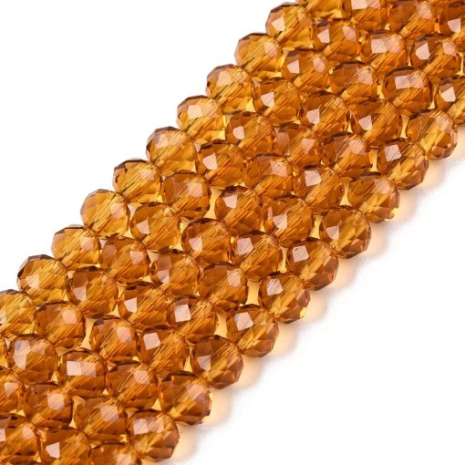 P123 glaspärla elektro fasetterad rund, dark goldenrod 4mm