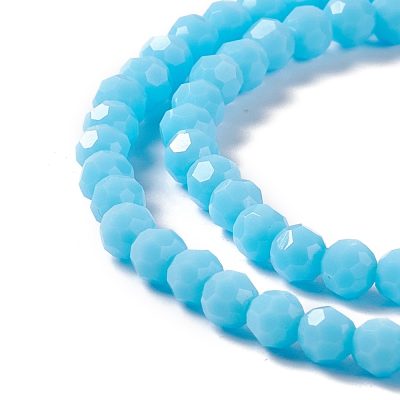P142 glaspärla fasett rund ljus himmelsblå 4mm