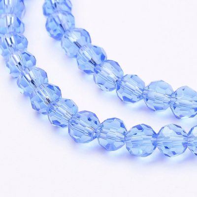 P128 glaspärla fasetterad rund, light sky blue 4mm