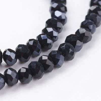 P160 glaspärla rondell, fasett, hematitpläterad 2,9~3x3x2mm