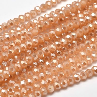 P146 Glaspärla imitation jade, fasett rund 4mm sandbrun
