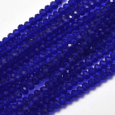 P103 glaspärla fasett rondell 3,5x2mm blå