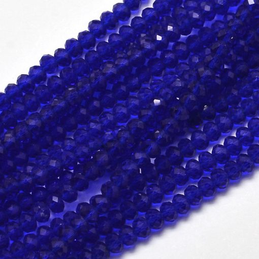 P104 glaspärla fasett rondell 3,5x2mm blå