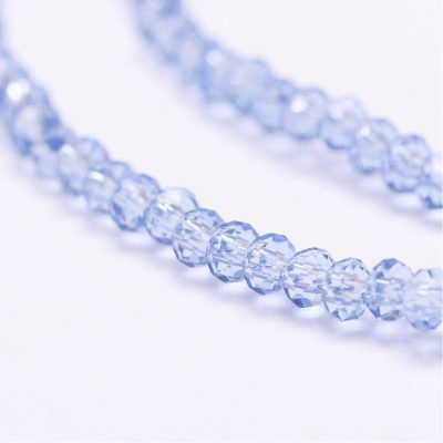 P144 Glaspärla fasett rondell 2,5x1,5~2mm blåklintsblå