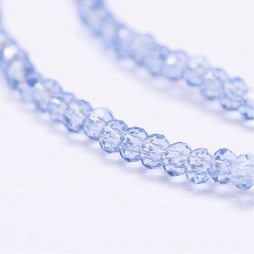 P144 Glaspärla fasett rondell 2,5x1,5~2mm blåklintsblå