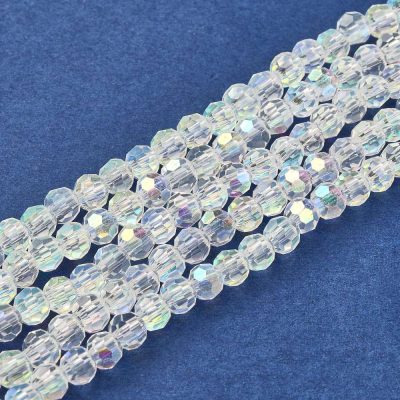 P140 glaspärla fasett rund transparent ab 4mm
