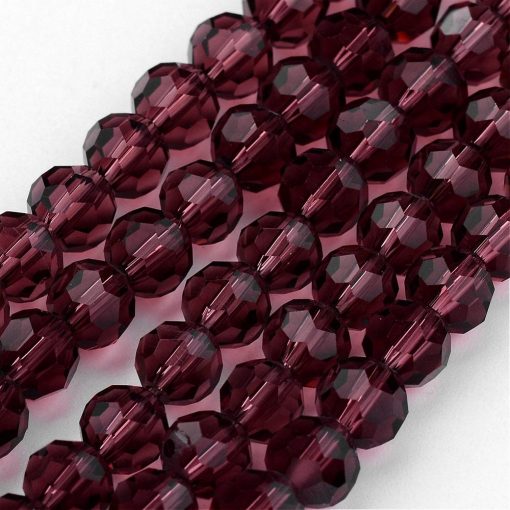 P137 glaspärla imiterad kristall, fasett rund lila 4mm