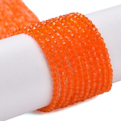P02 coral fasetterad glaspärla, rund 2mm