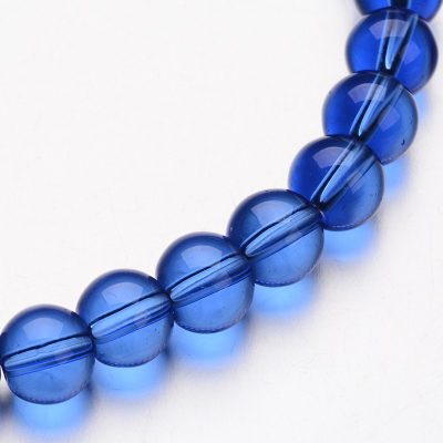 P130 glaspärla rund slät 4mm mellanblå