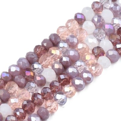 P31 imiterad jademix fasetterad glaspärla, rund 3x2mm
