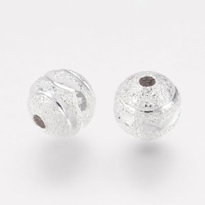 P96 Strukturerade mässingpärlor silver 8mm, 20stk