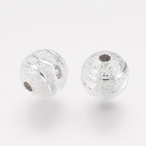 P96 Strukturerade mässingpärlor silver 8mm, 20stk